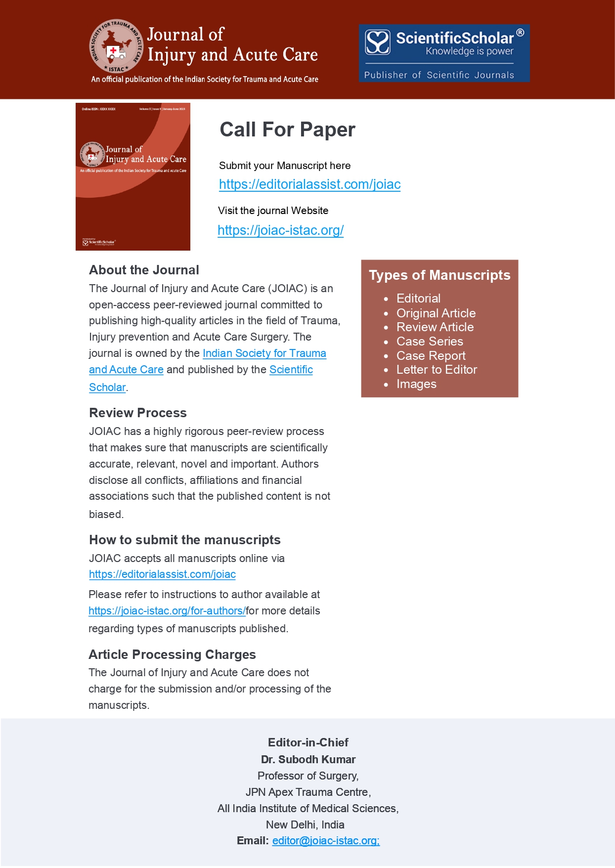 JOIAC - Call for Papers